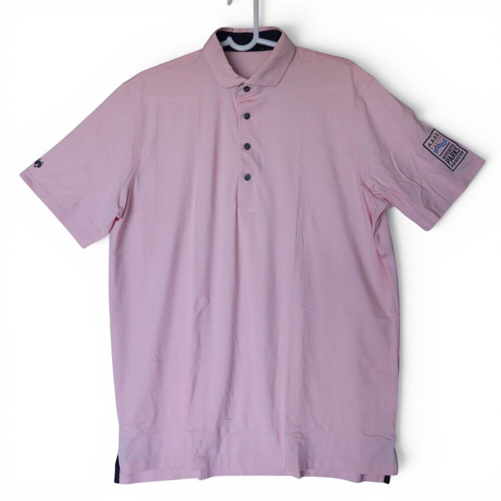 Greyson Men's Size L Performance Golf Polo Shirt Lightweight Embroidered Pink